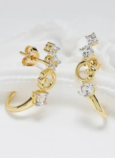 14K Vermeil Claddagh Curve Earrings
